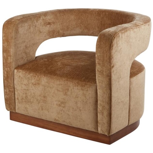 Grand Designs Gold Aged Velvet Armchair, Walnut