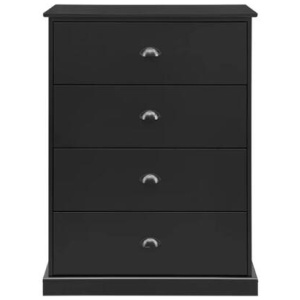 Hampton Elegant Chest of 4-Drawers Tallboy Storage Cabinet - Black - Black