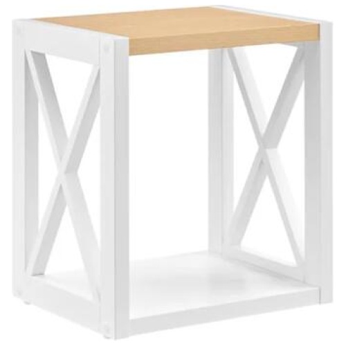 Hampton End Lamp Side Table - White/Natural - White