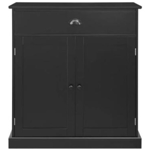 Hampton Style Buffet Unit Sideboard Storage Cabinet - Black - Black