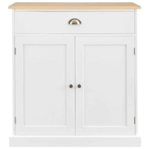 Hampton Style Buffet Unit Sideboard Storage Cabinet - White/Natural - White