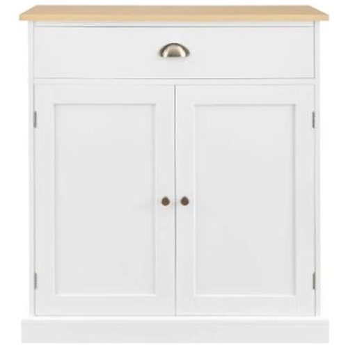 Hampton Style Buffet Unit Sideboard Storage Cabinet - White/Natural - White