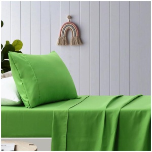 Happy Kids Green Plain Dyed Microfibre Sheet Set Single