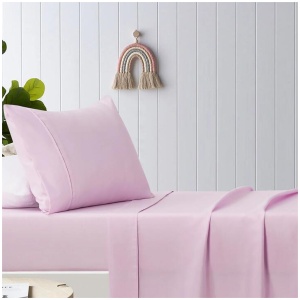Happy Kids Pink Plain Dyed Microfibre Sheet Set King Single