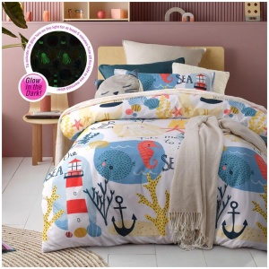 Happy Kids Seaside Glow in the Dark Quilt Cover Set Double