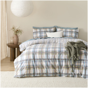 Hebden Plaid Check Flannelette Quilt Cover Set - Queen