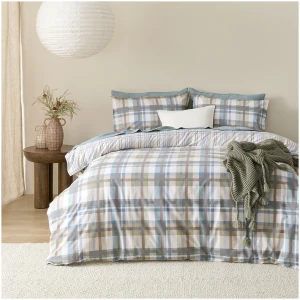 Hebden Plaid Check Flannelette Quilt Cover Set - Queen