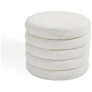 HomeStar Kylie Modern Faux Shepperd Fur Ottoman Foot Stool - White