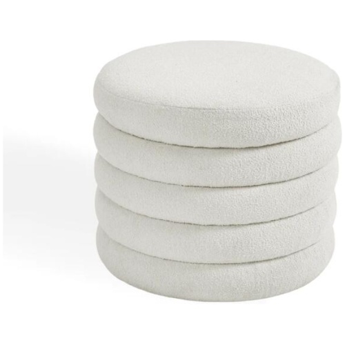 HomeStar Kylie Modern Faux Shepperd Fur Ottoman Foot Stool - White