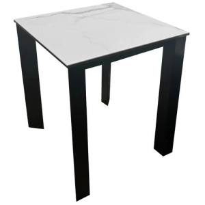 HomeStar Lunar Square End Lamp Side Table in Spanish Ceramic Marble-Looking - White