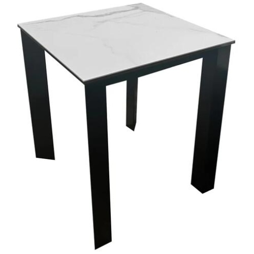 HomeStar Lunar Square End Lamp Side Table in Spanish Ceramic Marble-Looking - White