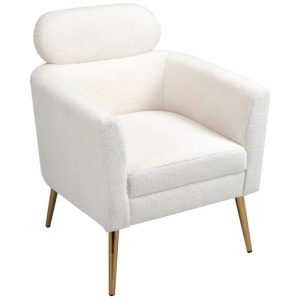 HomeStar Melissa Faux-Fur Relaxing Accent Lunge Sheepert Armchair - White