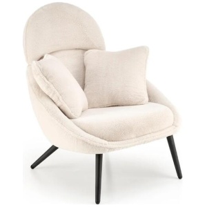 HomeStar Morgan Boucle Fabric Armchair Accent Relaxing Lounge Chair Metal Legs White/Black