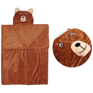Hooded Wrap & Snuggle Animal Blanket Throw Rug Bear