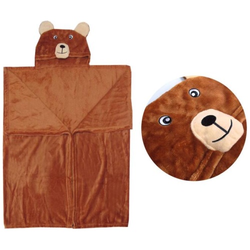 Hooded Wrap & Snuggle Animal Blanket Throw Rug Bear