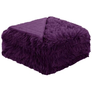 Hotel Living Soft Shaggy Long Hair Blanket Queen Purple