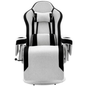 Hotshot Recliner Office Computer Work Task Gaming Chair - Black/Light Grey Fabric - Light Grey