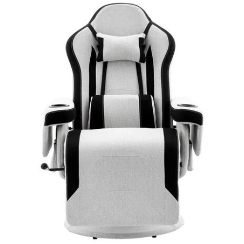Hotshot Recliner Office Computer Work Task Gaming Chair - Black/Light Grey Fabric - Light Grey