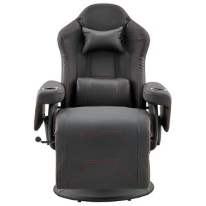 Hotshot Recliner PU Leather Office Computer Work Task Gaming Chair - Black - Black