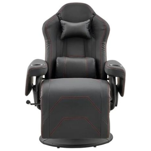 Hotshot Recliner PU Leather Office Computer Work Task Gaming Chair - Black - Black