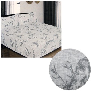 ICF Store Cotton Flannel Combo Fitted Sheet Set Queen Stag Deer