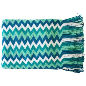IDC Homewares Chevron Knitted Throw Blue Multi