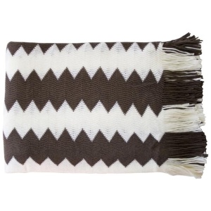 IDC Homewares Chevron Knitted Throw Chocolate White