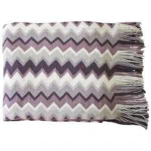 IDC Homewares Chevron Knitted Throw Lilac Mix