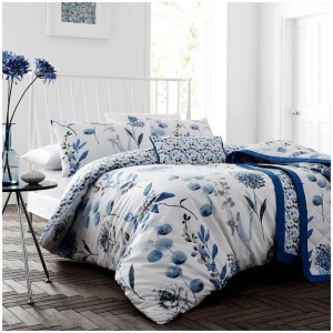 Ink Floral Blue Quilt Cover Set Queen