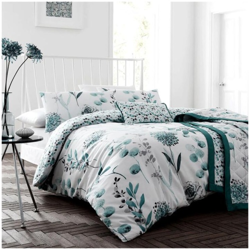 Ink Floral Teal Quilt Cover Set King