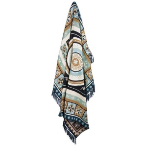 J Elliot Home Kasbah Luxury Fringe Throw 130 x 160cm Blue