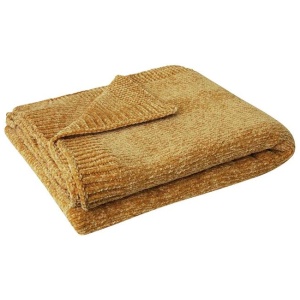 J Elliot Home Leslie Chenille Throw 130 x 160 cm Ochre