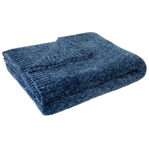 J Elliot Home Leslie Chenille Throw 130 x 160 cm Steel Blue