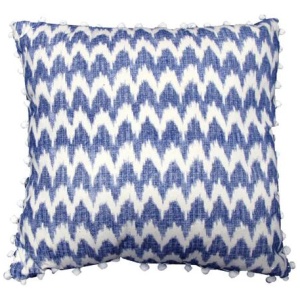 J.Elliot Home Valtina Pom Pom Blue Filled Cushion