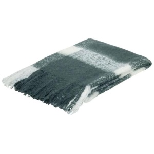 J.Elliot Home Wren Faux Mohair Throw Charcoal/White