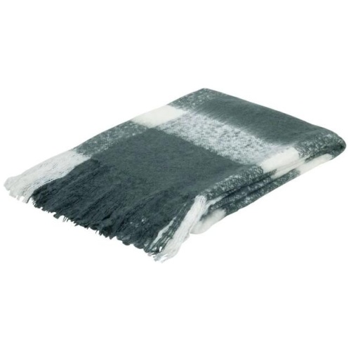 J.Elliot Home Wren Faux Mohair Throw Charcoal/White