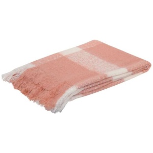 J.Elliot Home Wren Faux Mohair Throw Clay Pink/White