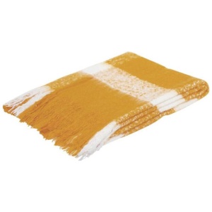 J.Elliot Home Wren Faux Mohair Throw Mustard/White