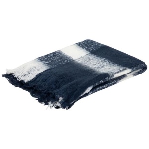 J.Elliot Home Wren Faux Mohair Throw Navy/White