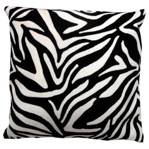 J.Elliot Home Zebra Embroidered Black Filled Cushion 43 x 43 cm