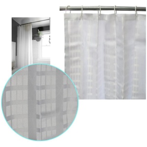 Jacquard White Checkered Bathroom Shower Curtain 180cm wide x 210 cm long