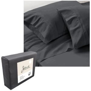 Jane Barrington 1200TC Olivia Cotton Rich Sheet Set 40cm Wall Charcoal Queen