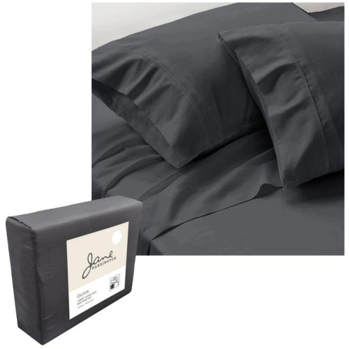 Jane Barrington 1200TC Olivia Cotton Rich Sheet Set 40cm Wall Charcoal Queen