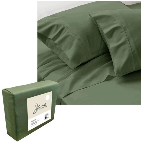 Jane Barrington 1200TC Olivia Cotton Rich Sheet Set 40cm Wall Olive Queen