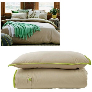Jane Barrington Cotton Quilt Cover Set Taupe/Green Single
