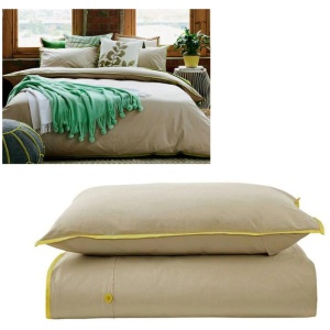 Jane Barrington Cotton Quilt Cover Set Taupe/Sunshine Yellow Queen