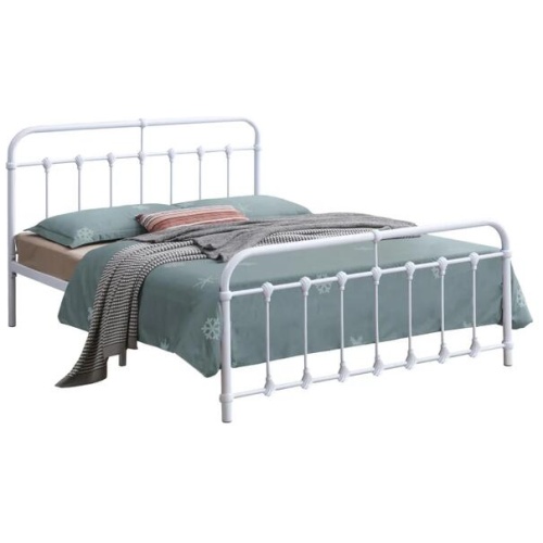 Jazli modern Queen Size Metal Bed Frame - White
