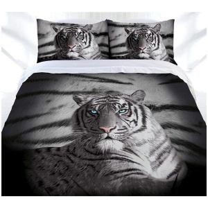 Just Home Blue Eyes Stripes Tiger Quilt Cover Set Queen