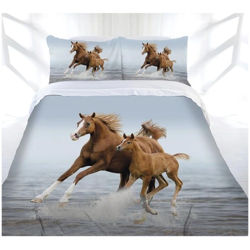 Just Home Frolicking Horse Quilt Cover Set Queen