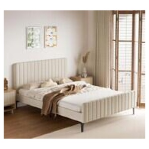 Kaidon Velvet Queen Bed Neutral